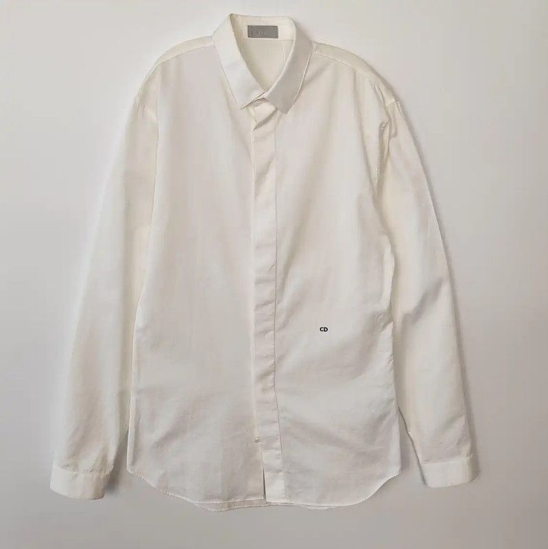 Dior Dior White Cotton Long Sleeve Men's Shirt 0089 Size US S / EU 44-46 / 1 - 1 Thumbnail