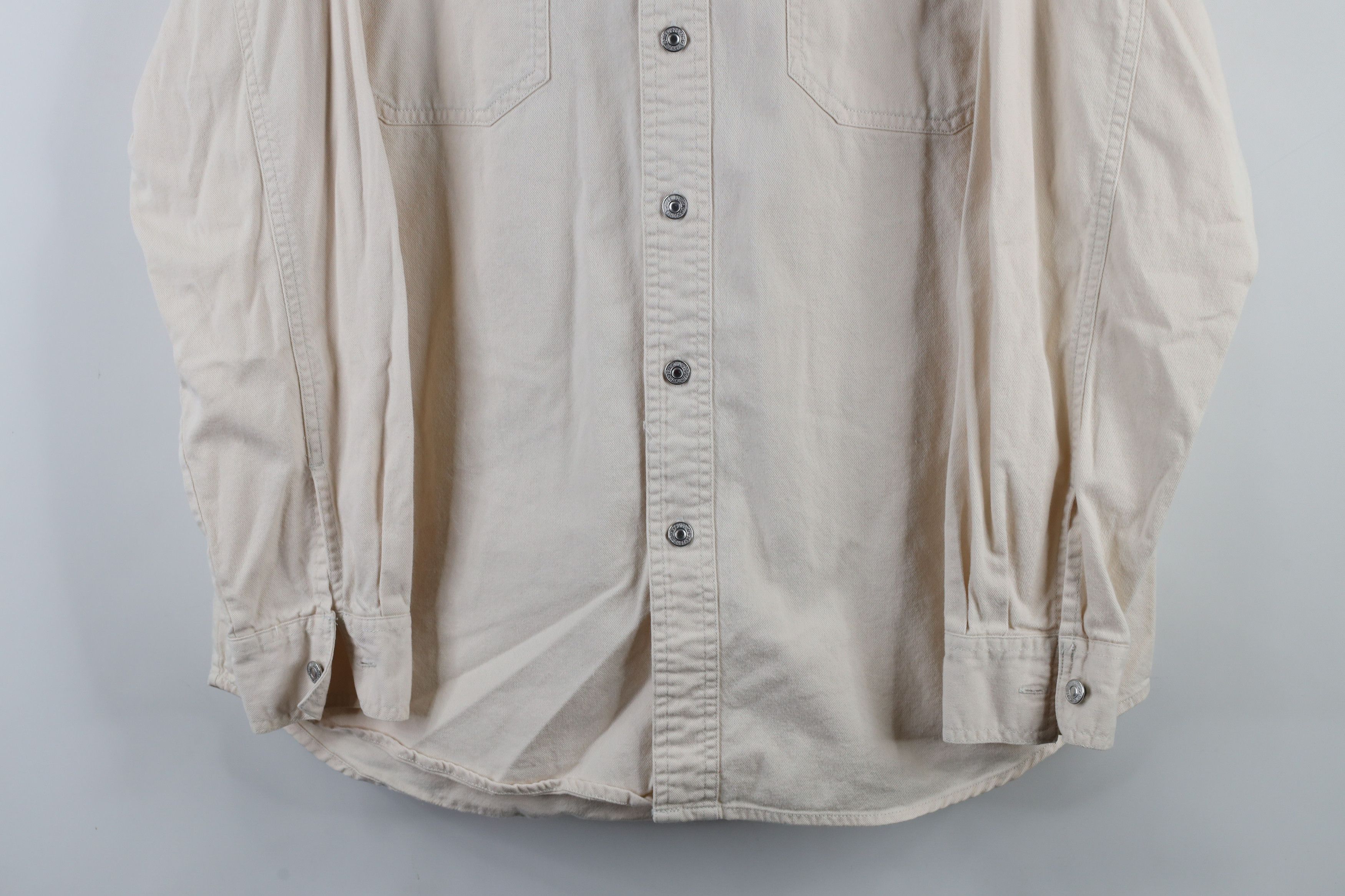 Levi's × Vintage Vintage Y2K 2003 Levis Collared Button Shirt Cream Cotton Size US M / EU 48-50 / 2 - 3 Thumbnail