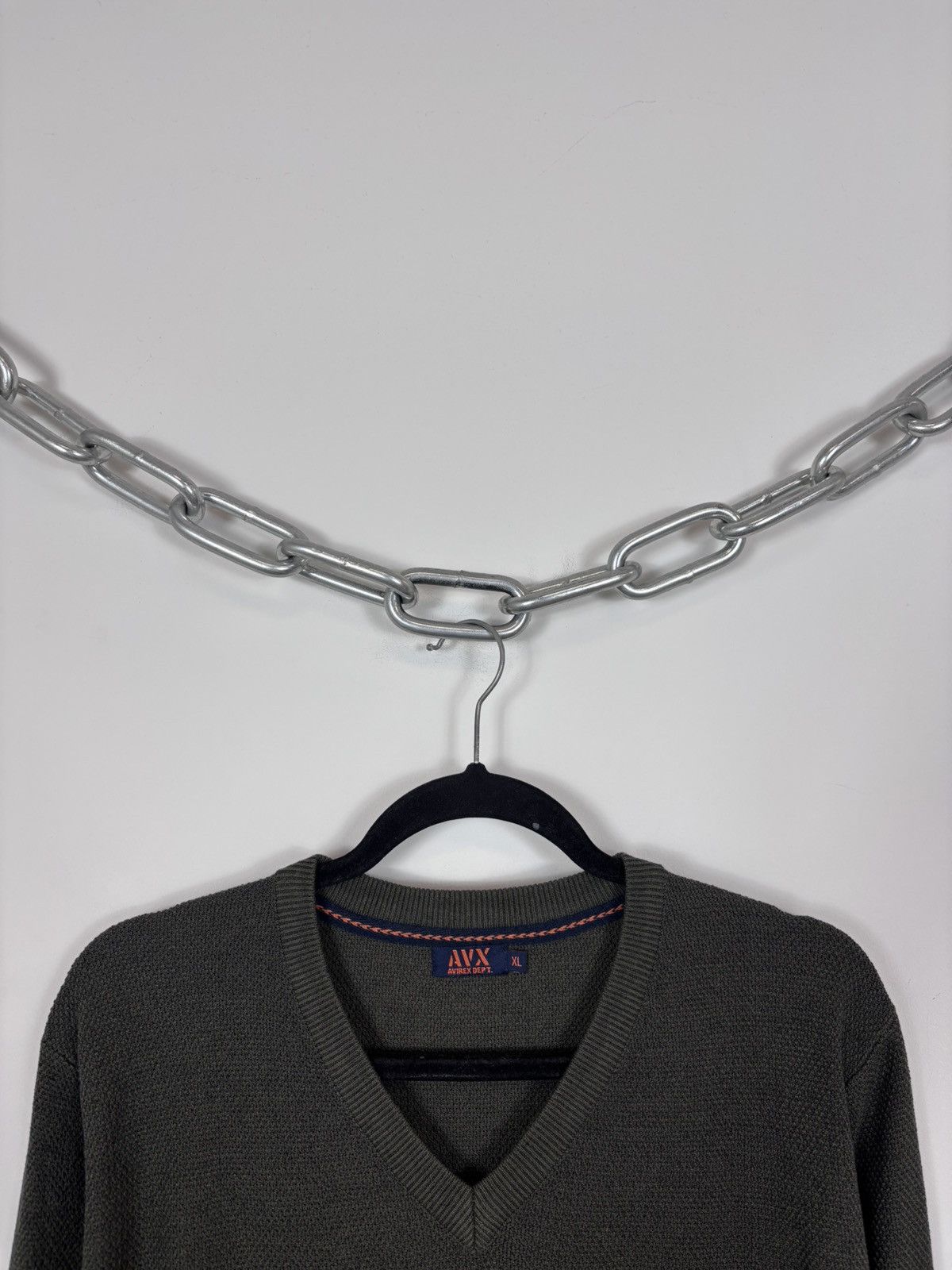 Avirex Avirex Men’s Khaki Green V-Neck Sweater Pullover Military Size US XL / EU 56 / 4 - 3 Thumbnail