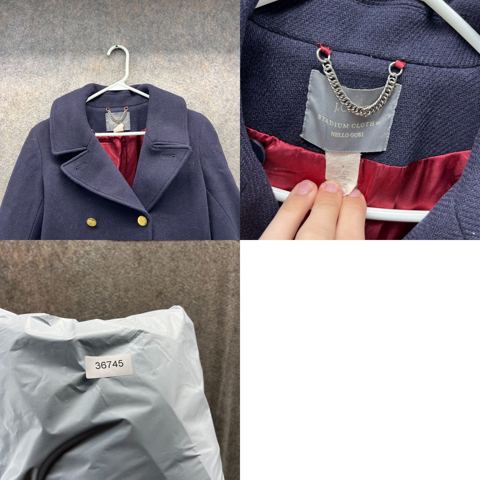 J.Crew VINTAGE J.CREW Peacoat Women 4 Navy Wool Gold Button Nello Gori Italy Stadium Cloth Coat Size S / US 4 / IT 40 - 8 Thumbnail