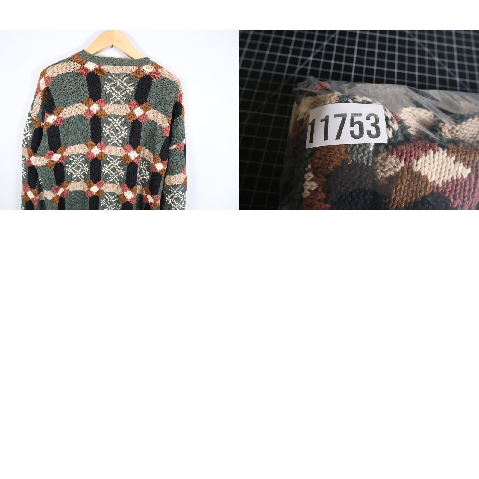 Vintage VINTAGE Structure Sweater Men XL Green Geometric Crew Neck Heavyweight Knit Cotton Blend Ramie Size US XL / EU 56 / 4 - 9 Thumbnail