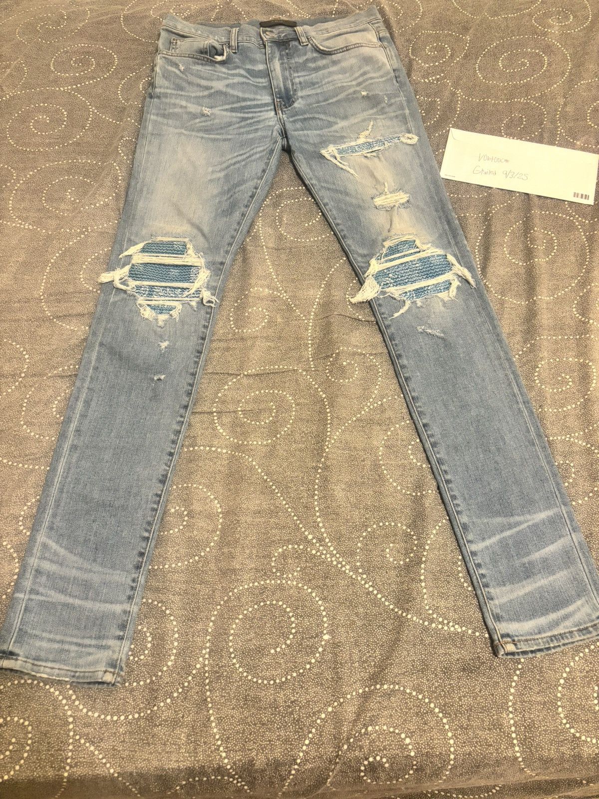 Amiri jeans mx1 blue bandana
