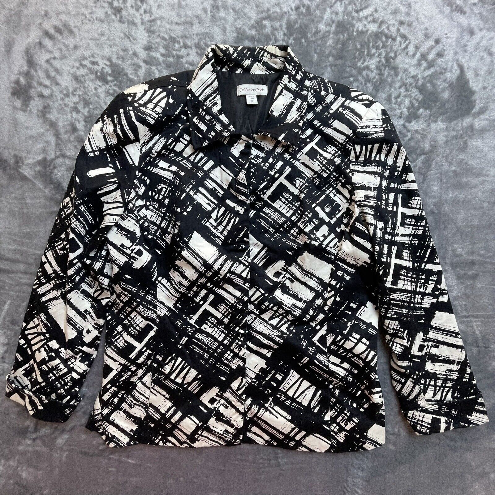 Coldwater Creek Coldwater Creek Jacket Womens 14 Black White Blazer Abstract Size XL / US 12-14 / IT 48-50 - 1 Thumbnail