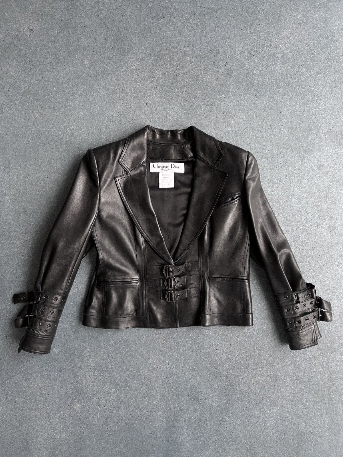 Christian Dior Monsieur DIOR by John Galliano Leather Black Bondage Buckle Jakcet Size M / US 6-8 / IT 42-44 - 1 Thumbnail