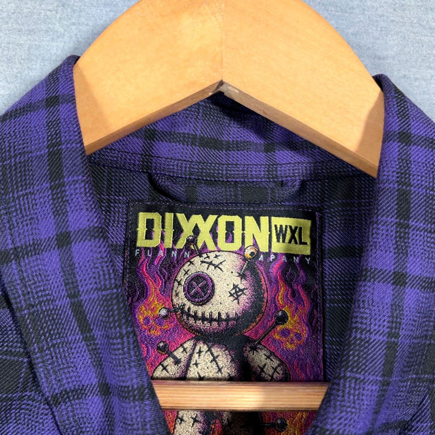 Dixxon Flannel Shirt Womens 1XL Purple Black Plaid Button Snap Voodoo Nwot, Women's — image 5 of 6