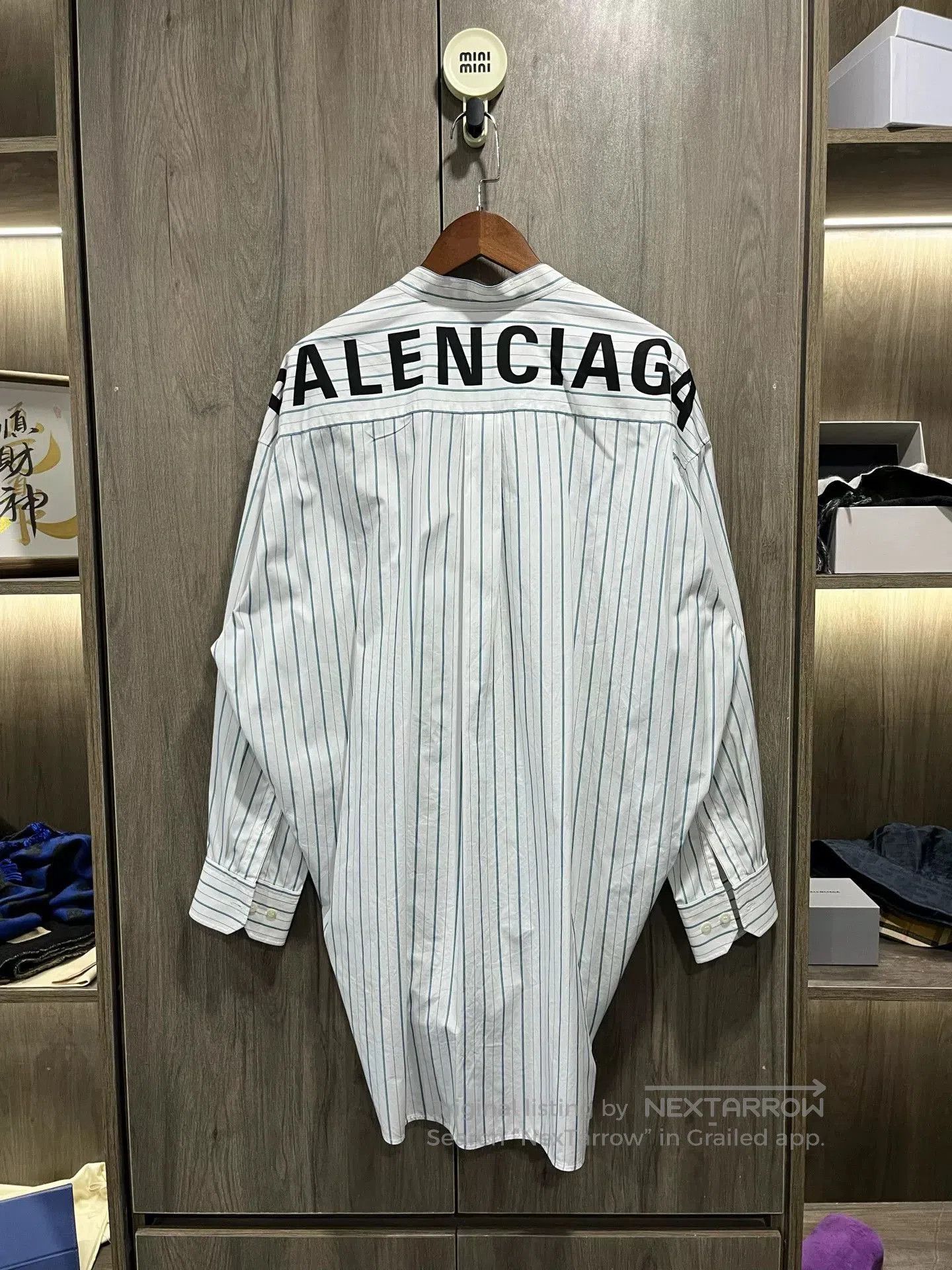 Balenciaga Balenciaga White Striped Logo Bow Cotton Shirt. Size XS / US 0-2 / IT 36-38 - 6 Thumbnail
