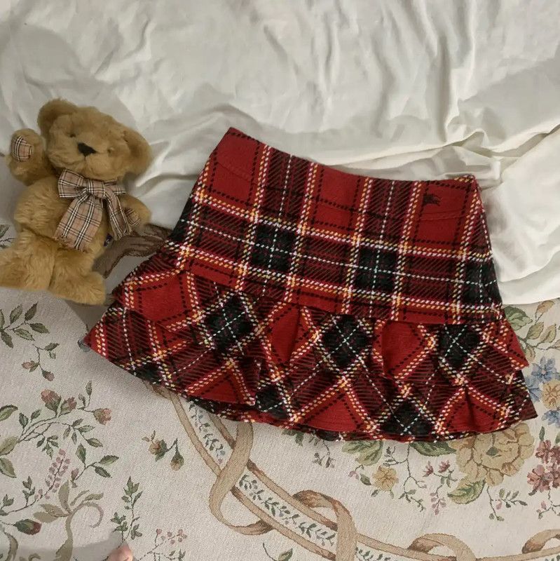 Burberry Burberry Red Wool Blend Skirt for Women Size 28" / US 6 / IT 42 - 1 Thumbnail
