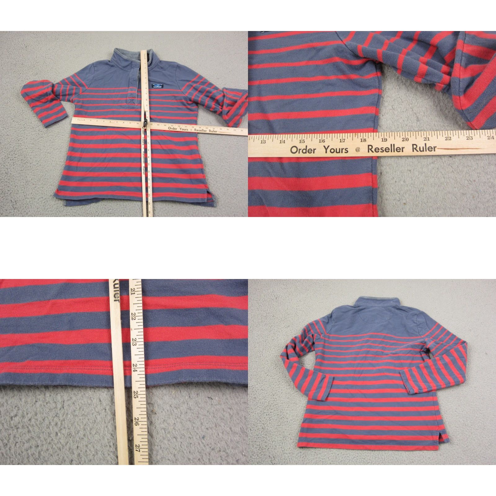 Vintage VINTAGE L.L.Bean Sweater Women's Medium Striped Red Blue Henley Pullover Mock Neck 90s Fashion Womens Pullover Knit Shirt Size M / US 6-8 / IT 42-44 - 8 Thumbnail
