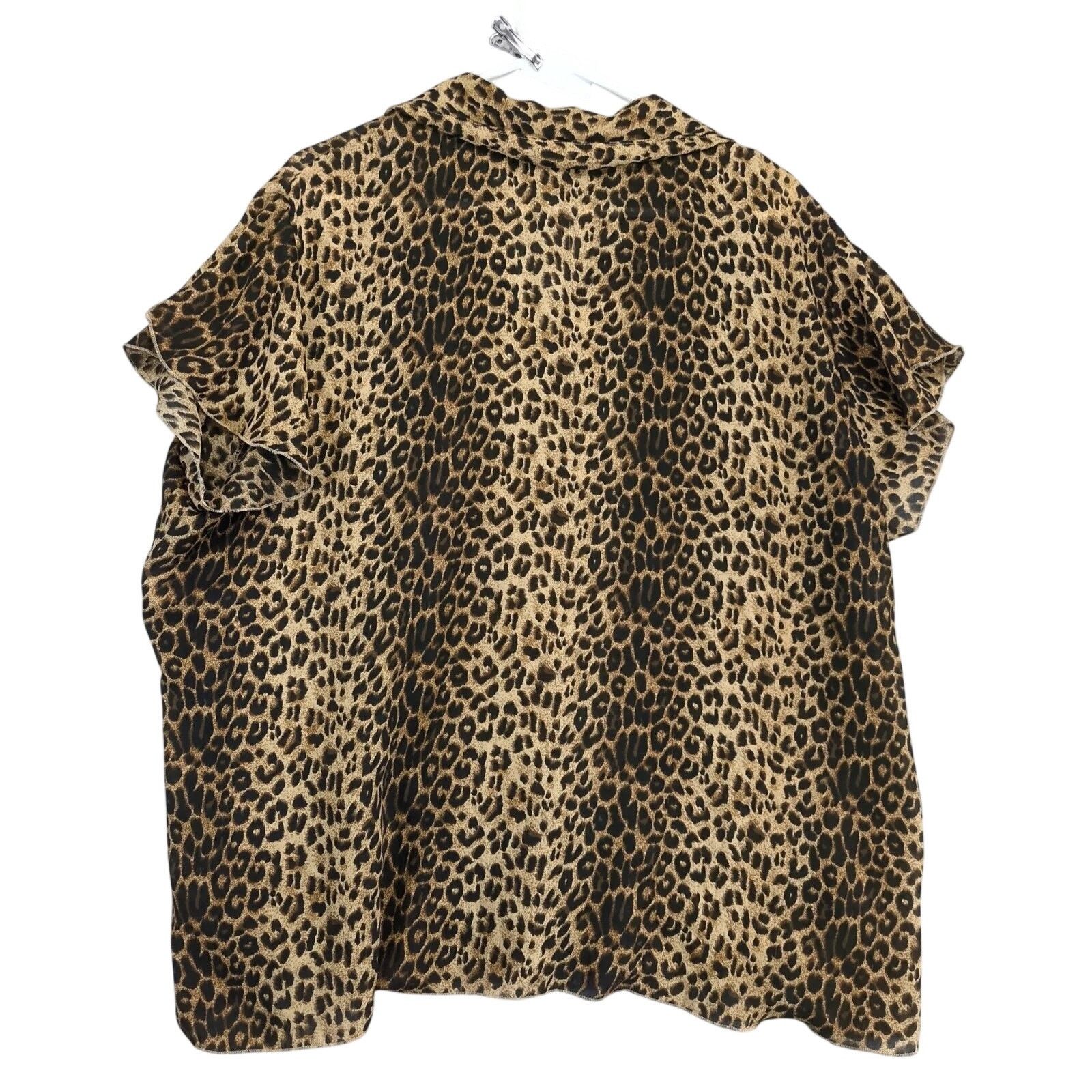 Other Signature Robbie Bee Leopard Print & Lace Chiffon Blouse Top Size XXL / US 16-18 / IT 52-54 - 3 Thumbnail