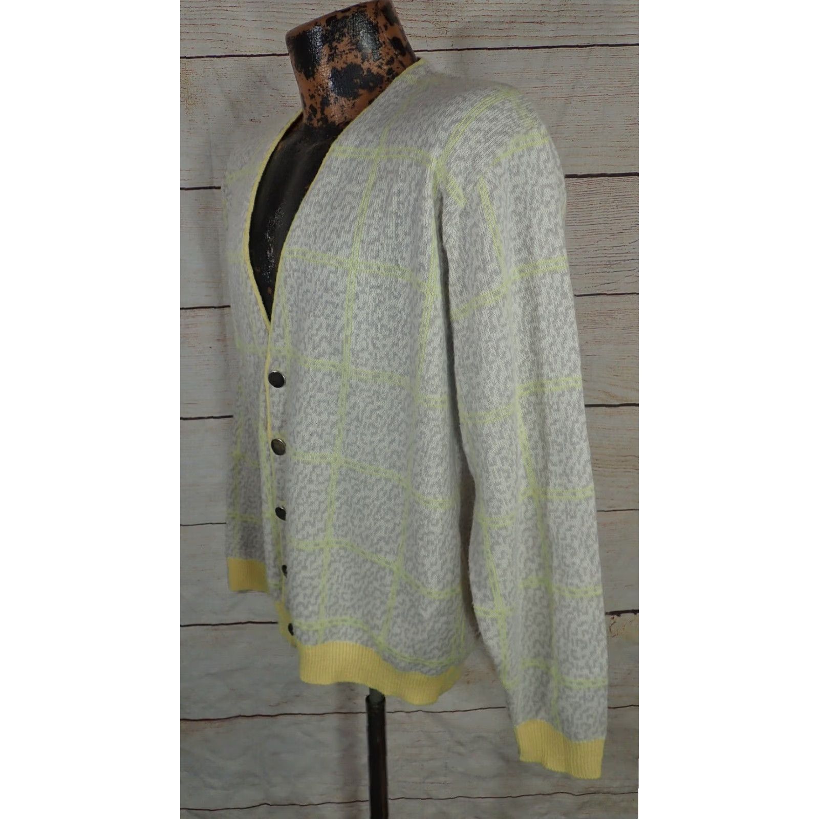 Vintage VINTAGE Puritan Ban-Lon Cardigan Sweater Mens L Geometric Design Orlon Acrylic Size US L / EU 52-54 / 3 - 2 Thumbnail
