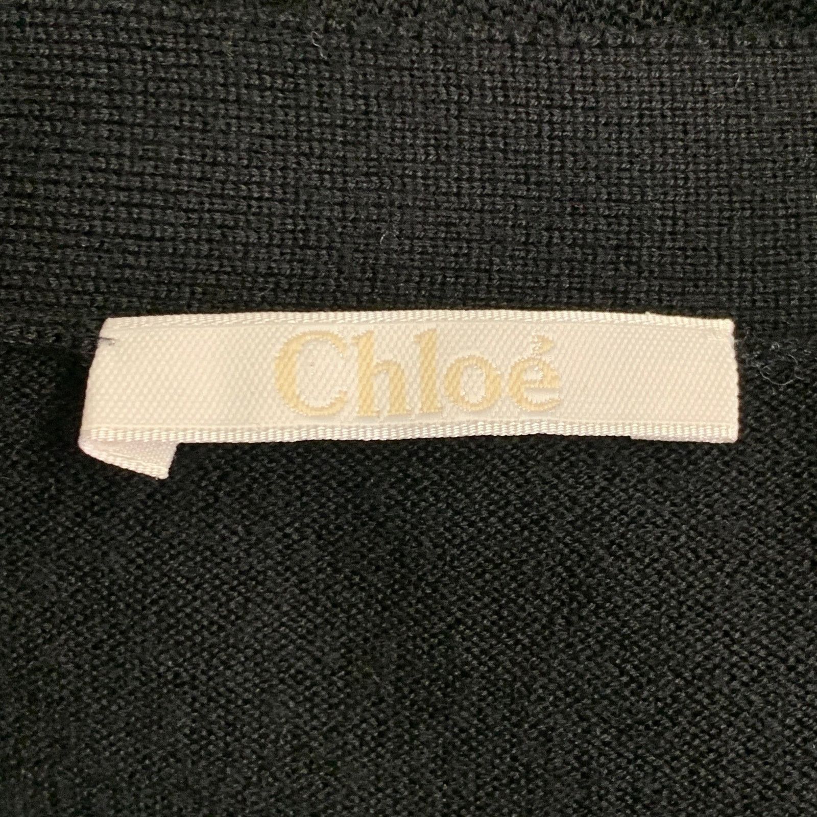 Chloe CHLOE Size L Black Wool Lace Trim V-Neck Button Up Cardigan Size L / US 10 / IT 46 - 5 Thumbnail