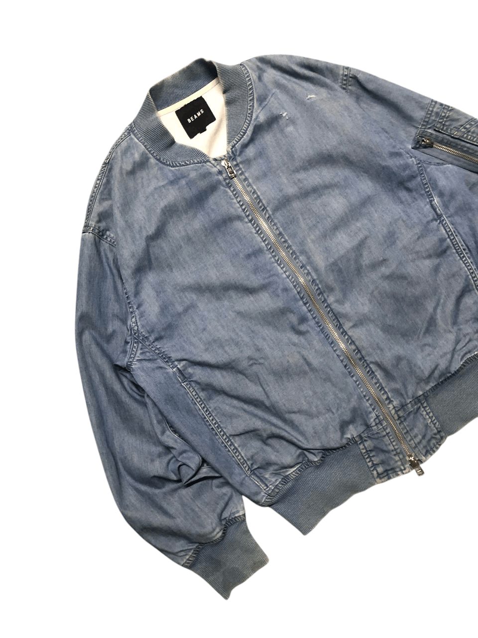 Beams Plus BEAMS CHAMBRAY DENIM BOMBER JACKET DISTRESSED Size US S / EU 44-46 / 1 - 6 Thumbnail