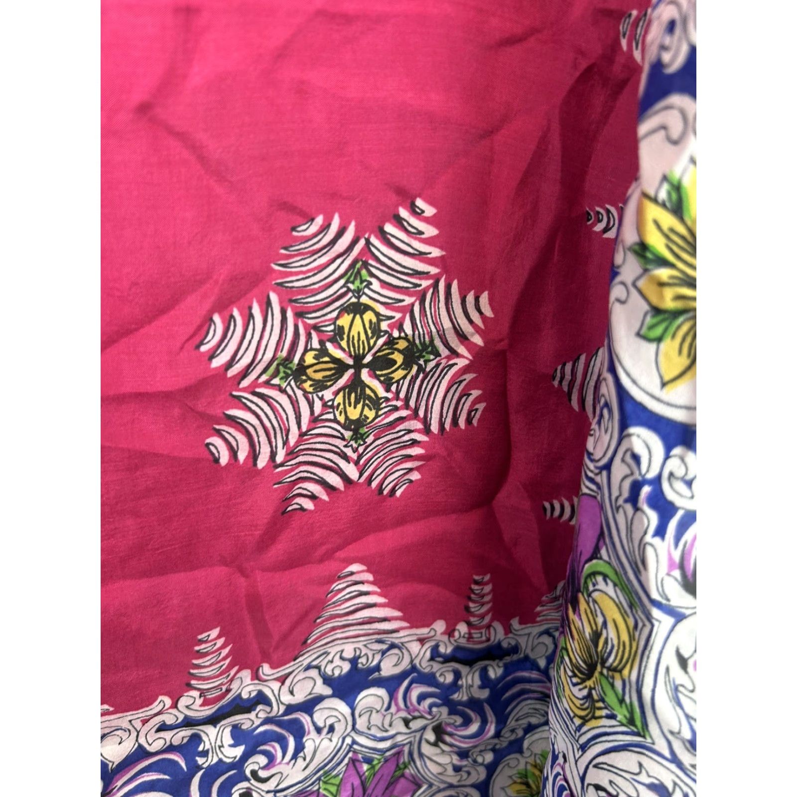 Vintage VINTAGE Silk Scarf Square Blue Floral 31x31 Womens Scarf Vintage Look Size ONE SIZE - 4 Thumbnail