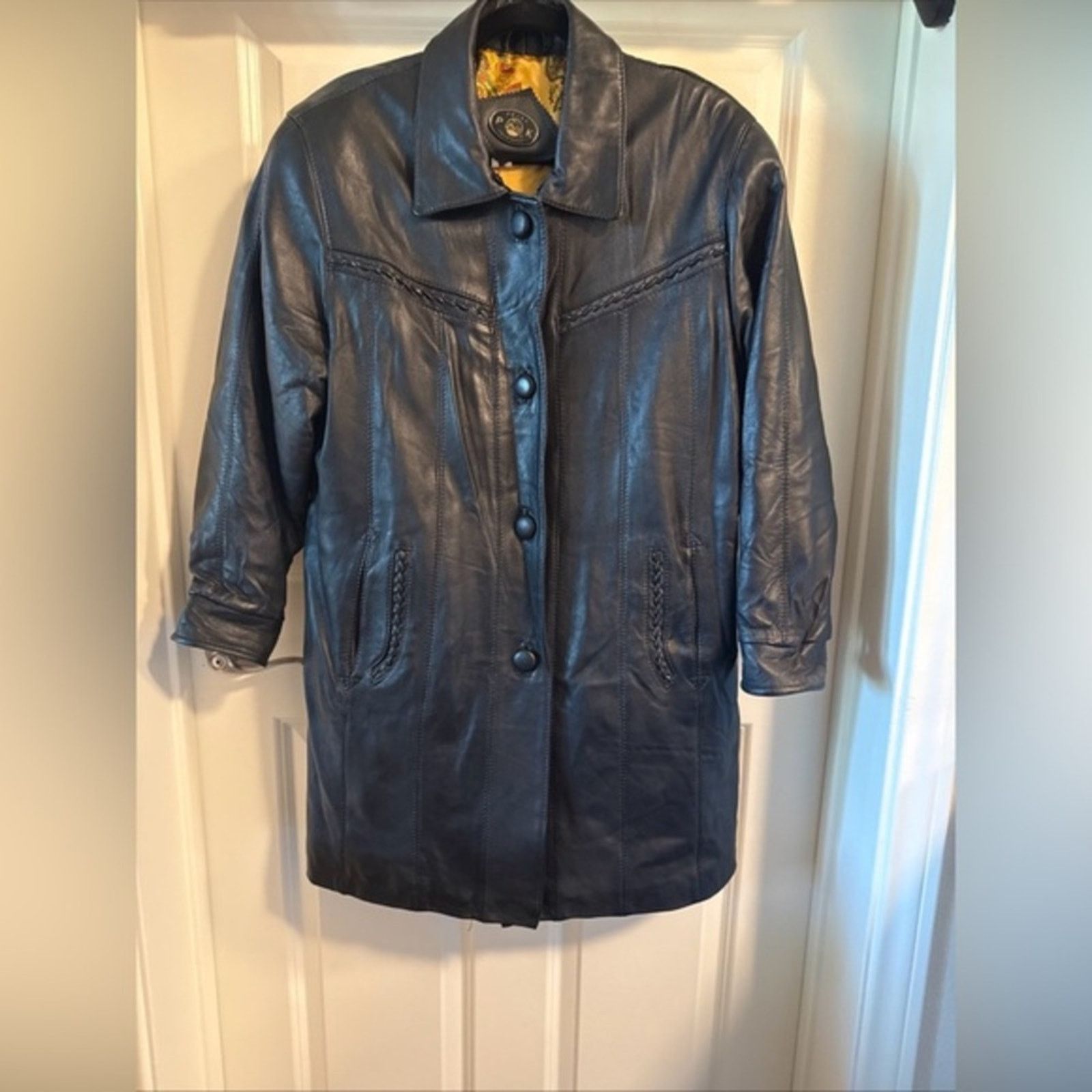 Other Vntg braided leather mid length black leather jkt Size med. Size M / US 6-8 / IT 42-44 - 1 Thumbnail