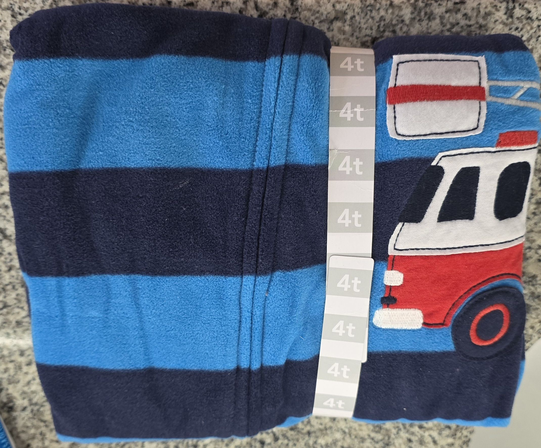 Other NWT Carter's Blue Striped Firetruck Fleece Footed Pajama 4T Size XXS / US 00 / IT 34 - 2 Thumbnail