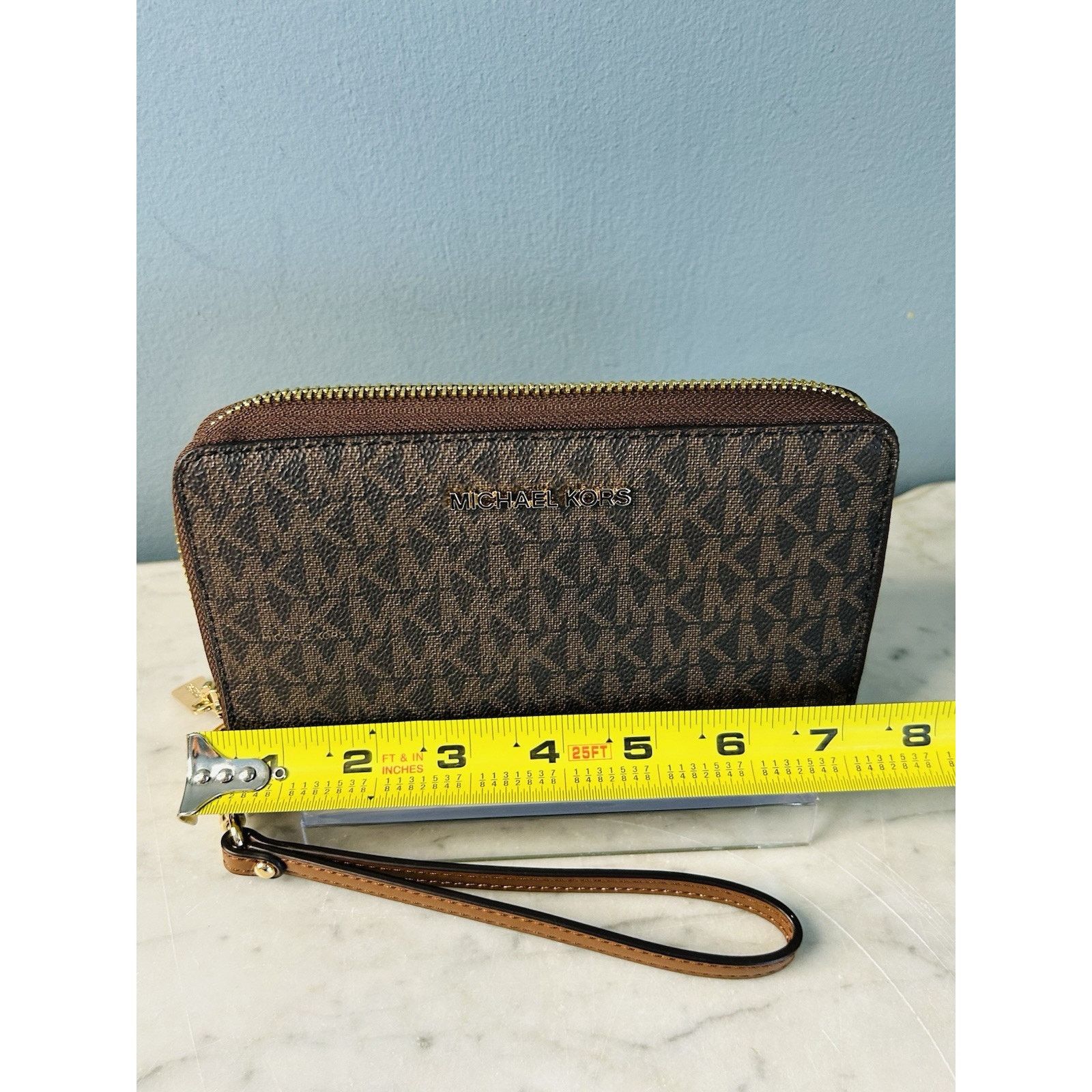 Michael Kors NEW Michael Kors Brown Jet Set Travel Wallet Large Wristlet Size ONE SIZE - 8 Thumbnail