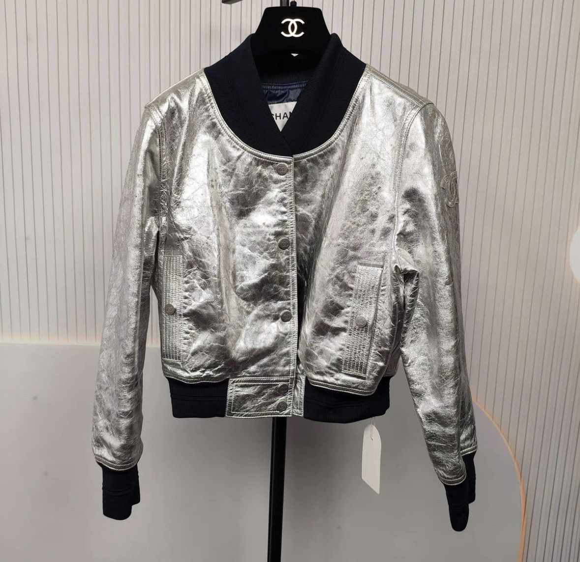 Chanel Chanel Silver pleated bomber jacket 2504-Nextarrow Size XS / US 0-2 / IT 36-38 - 1 Thumbnail