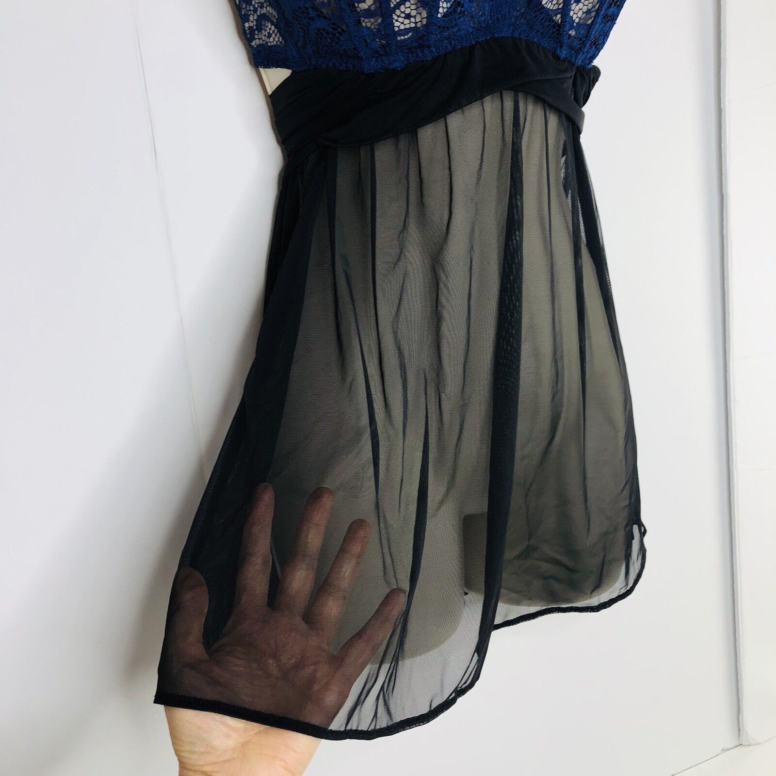 Other Adore Me Lace Mesh Babydoll Women 36A Black Blue see through Size ONE SIZE - 6 Thumbnail
