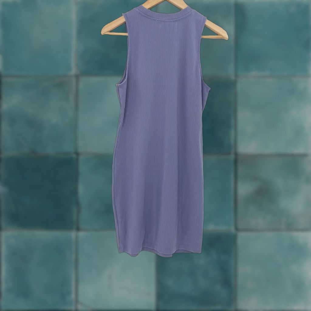 Doublet Double Zero Ribbed Knit Tank Dress Sleeveless Bodycon Midi Periwinkle Blue Womens L Size L / US 10 / IT 46 - 1 Thumbnail