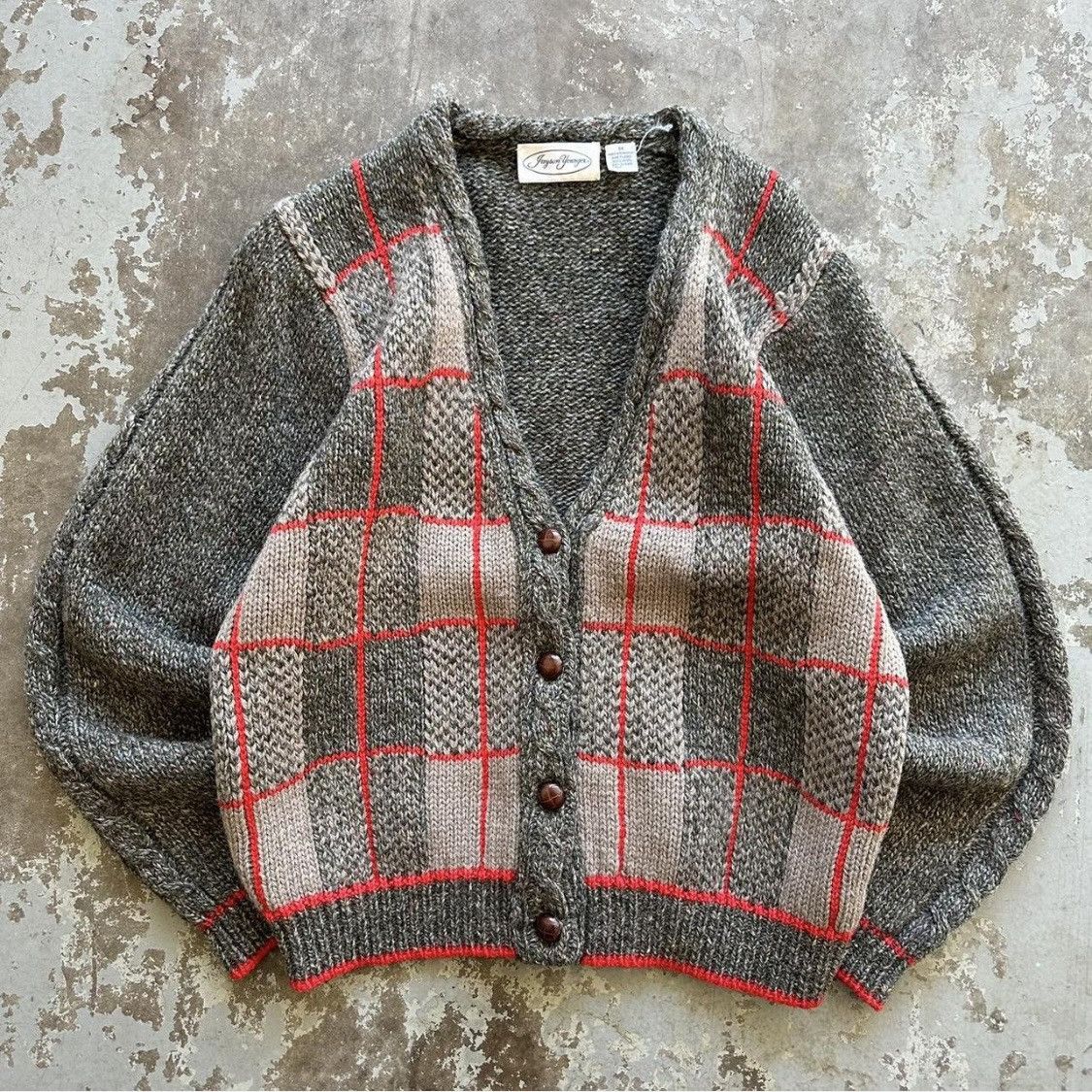 Other Womens Vintage 60s Preppy Knit Wool Cardigan Plaid Sweater Size US M / EU 48-50 / 2 - 1 Thumbnail