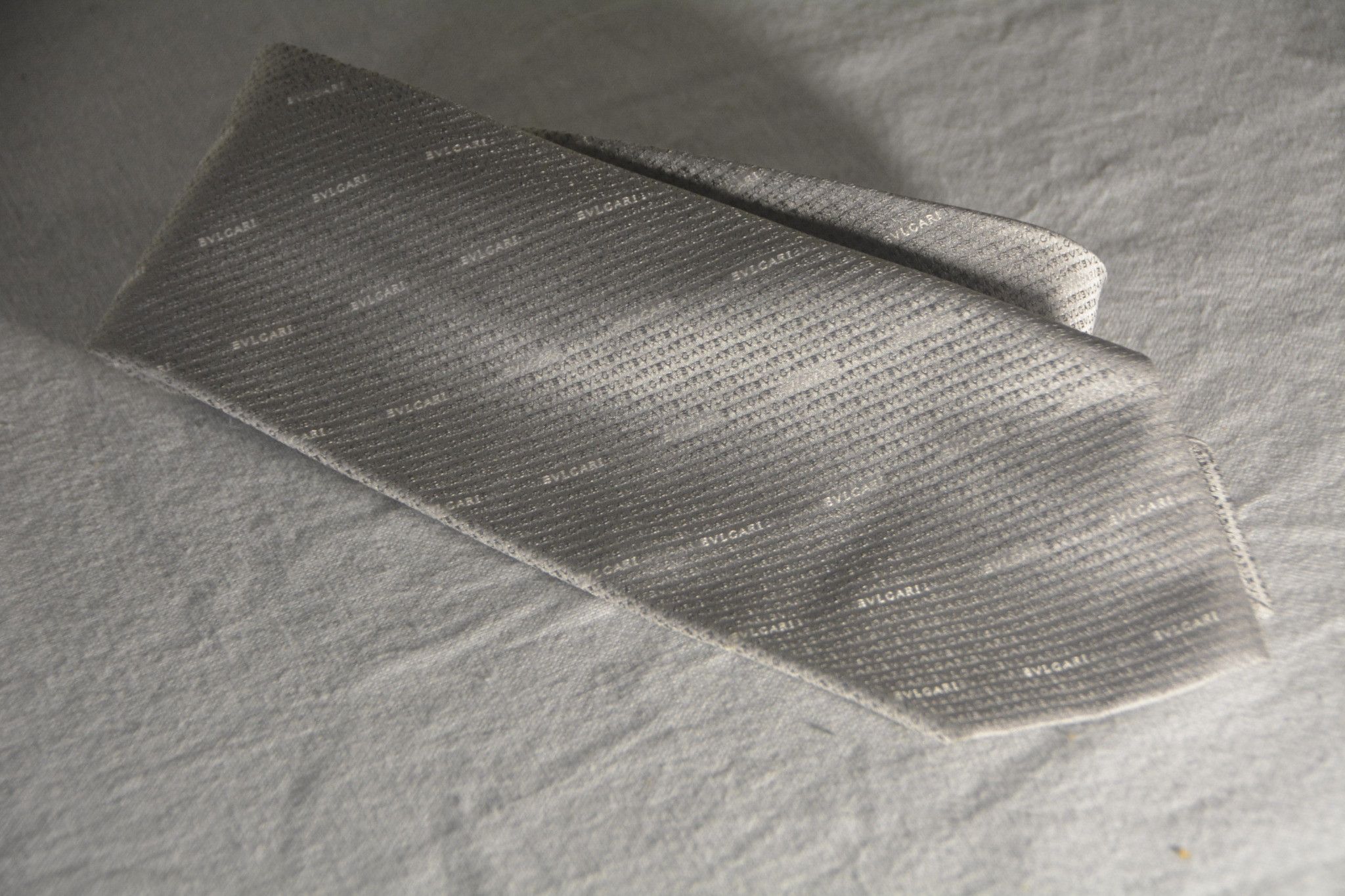 Bvlgari Bvlgari Silk Tie Grey Geometric Logo Pattern Size ONE SIZE - 3 Thumbnail