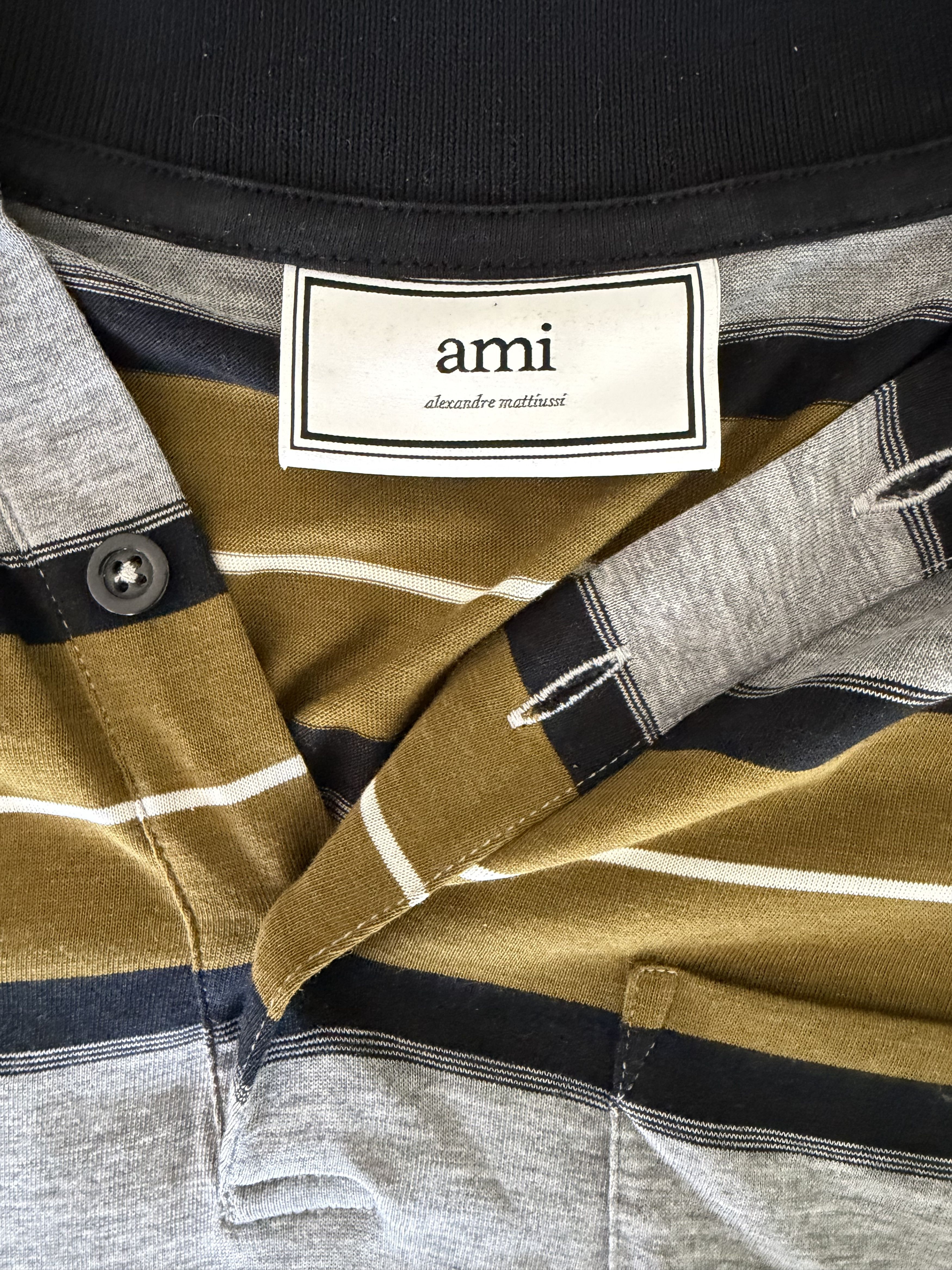 AMI AMI Alexandre Mattiussi Green Striped Polo Size US M / EU 48-50 / 2 - 3 Thumbnail