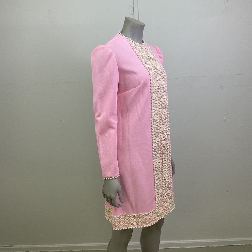 Vintage 1960’s Long Sleeve Pastel Pink Vintage Womens Shift Dress Size M / US 6-8 / IT 42-44 - 3 Thumbnail