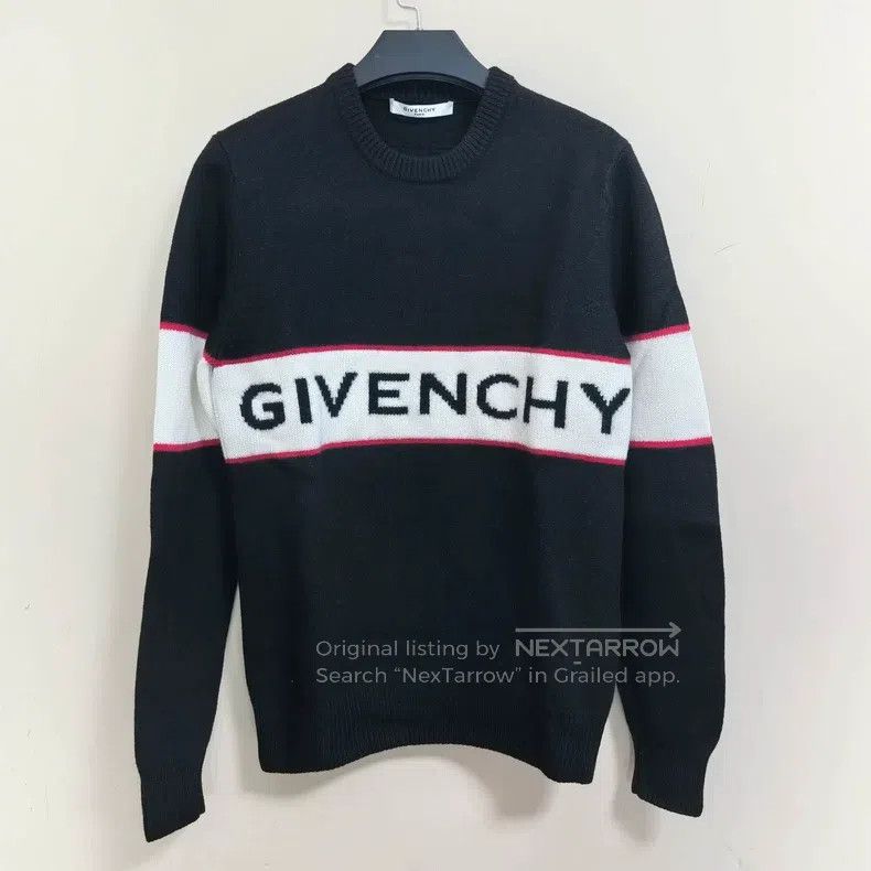 Givenchy Givenchy Letter Logo Embroidered Knit Sweater (Men's, Blac Size US S / EU 44-46 / 1 - 1 Thumbnail