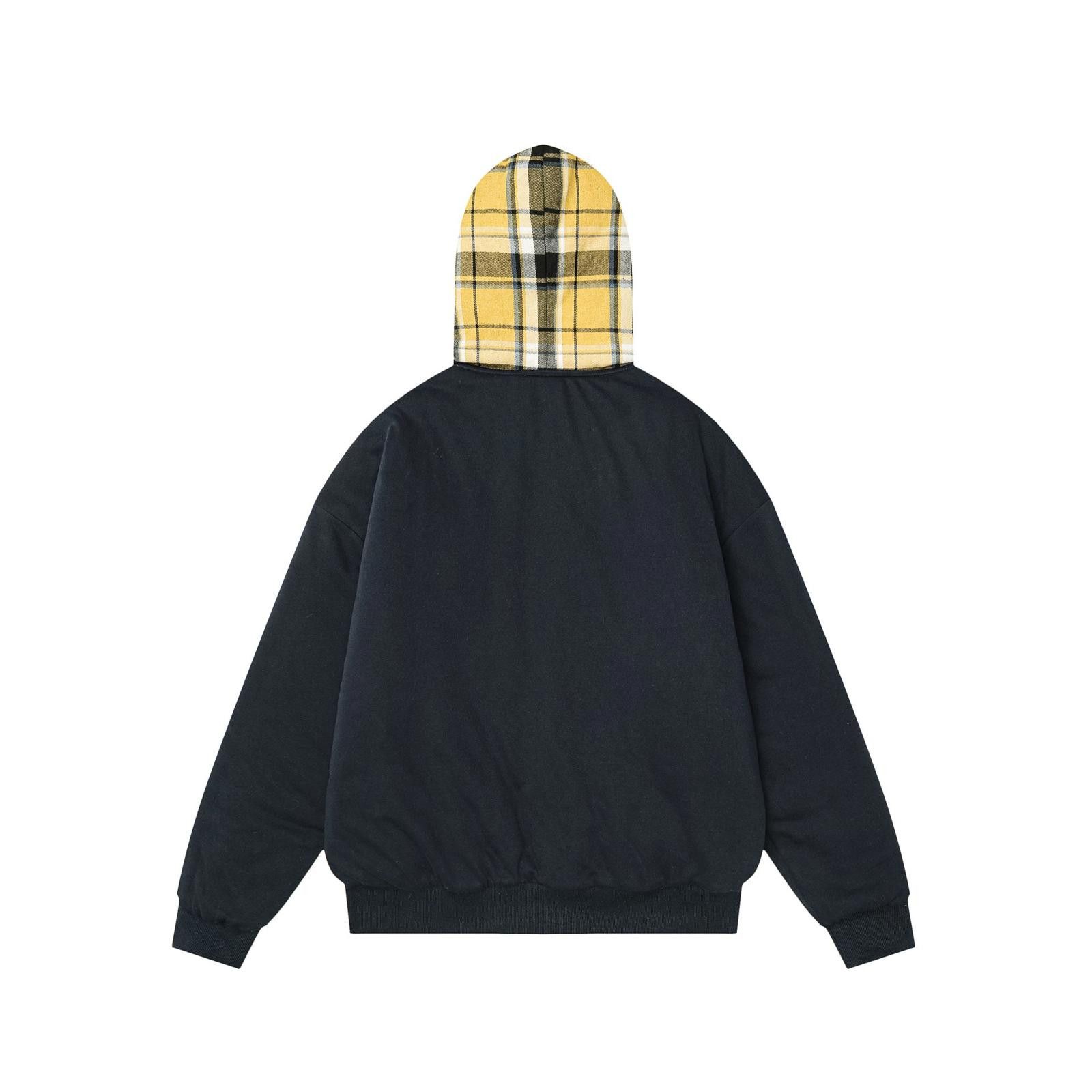 Reversible Plaid Lined Zip-Up Hooded Jacket
