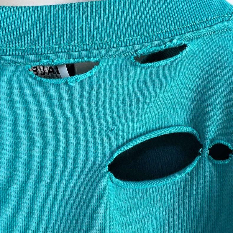 Balenciaga Balenciaga Blue ripped print logo round neck T-shirt Size US XS / EU 42 / 0 - 6 Thumbnail