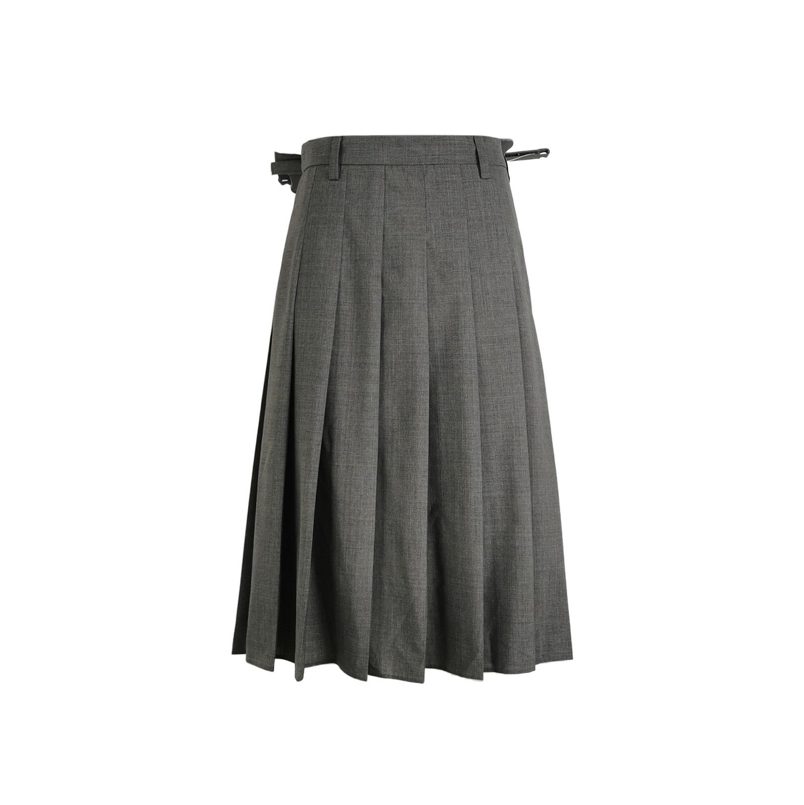 Prada Prada Wool Pleated Midi Skirt in Gray 0089 Size 22" - 1 Thumbnail