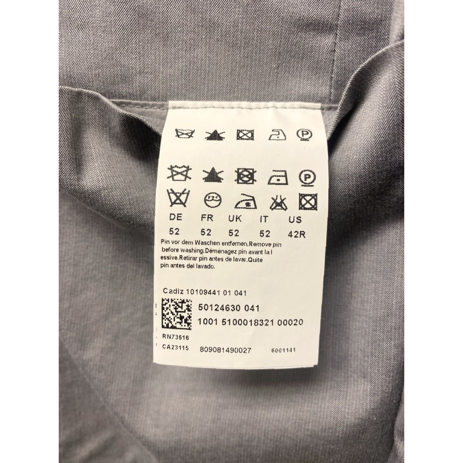 Hugo Boss HUGO BOSS Mens Slim Fit Suit Jacket Gray 42R / 148-2 Cotton Polyester Regular Two-Button Chest 43 in Light Gray Size 42R - 4 Thumbnail