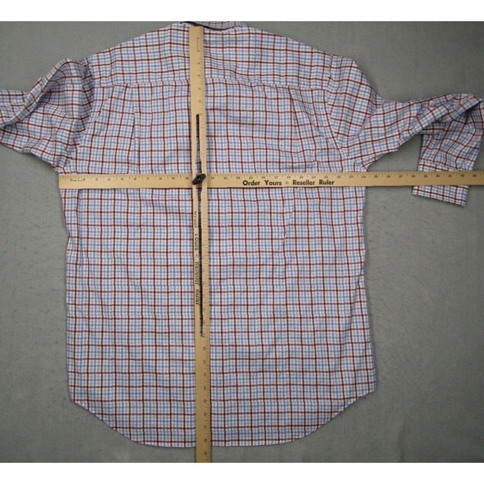 David Donahue VINTAGE David Donahue Dress Shirt Mens 16.5 34 Red Check Long Sleeve Business Casual Designer Size 34R - 6 Thumbnail