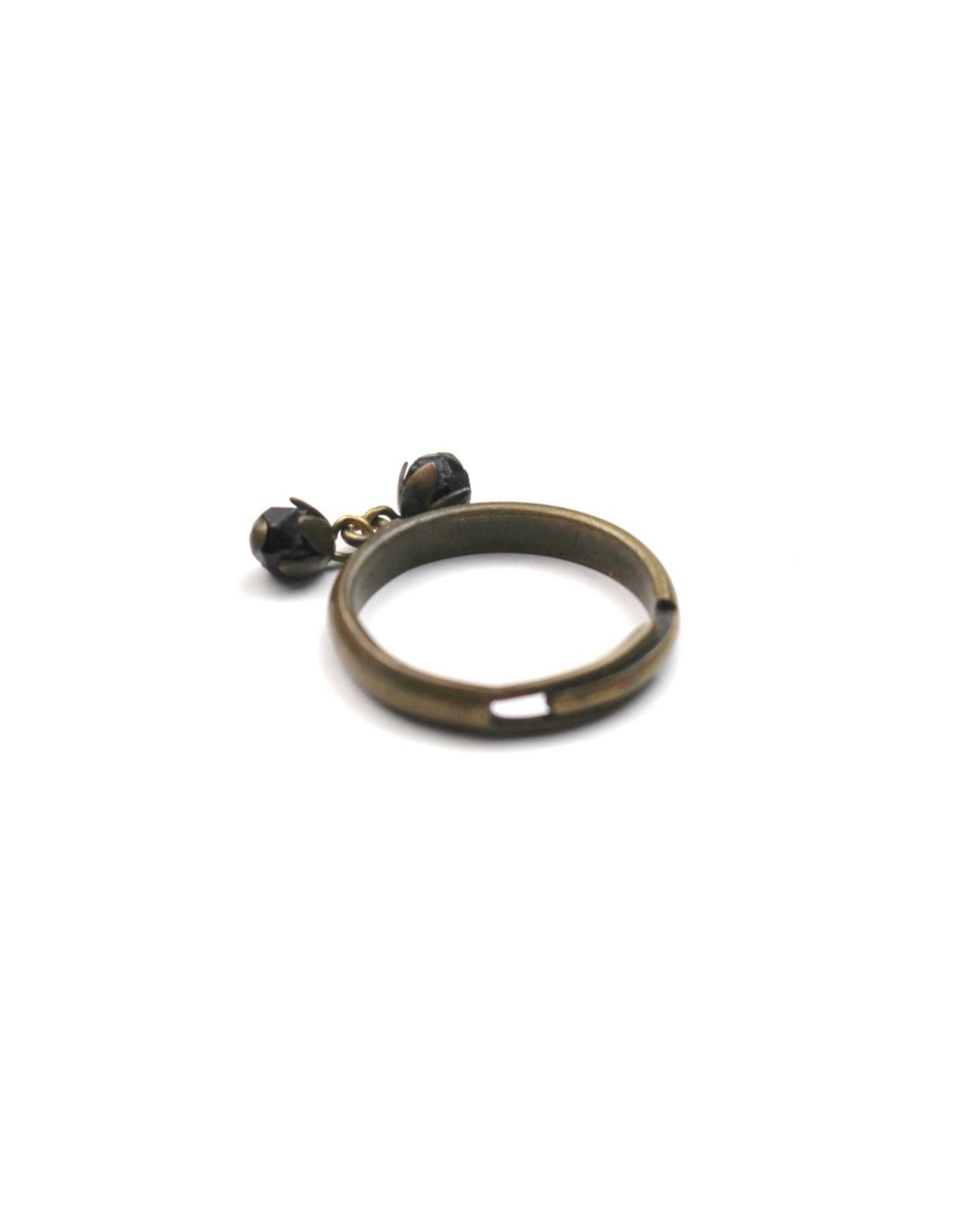 Vintage 2000S JAPANESE MADE ROSEBUD DROP CHARM OPEN BAND RING Size ONE SIZE - 3 Thumbnail