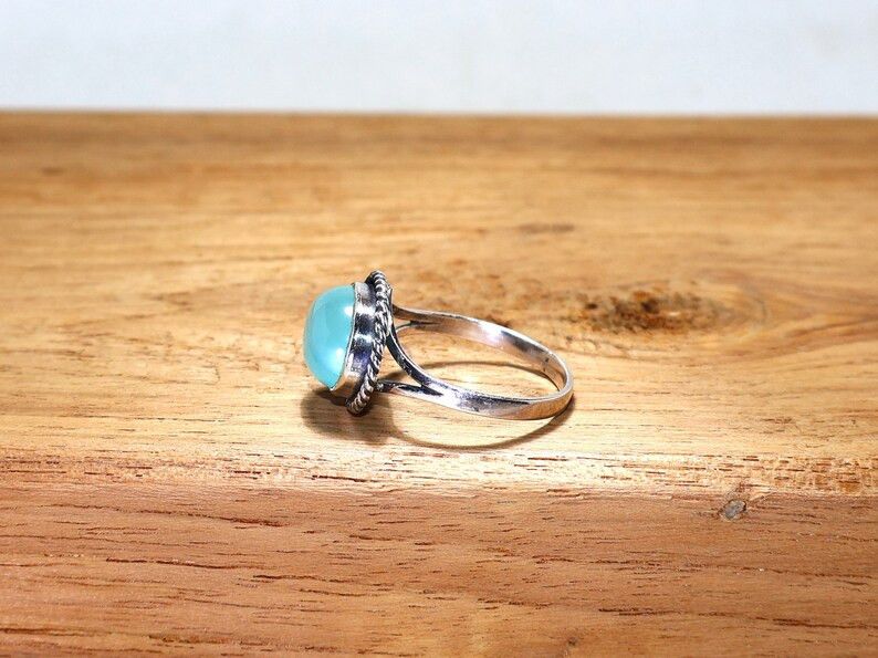 Handmade Chalcedony Ring: 925 Sterling Silver Ring, March Birthstone Size ONE SIZE - 5 Thumbnail