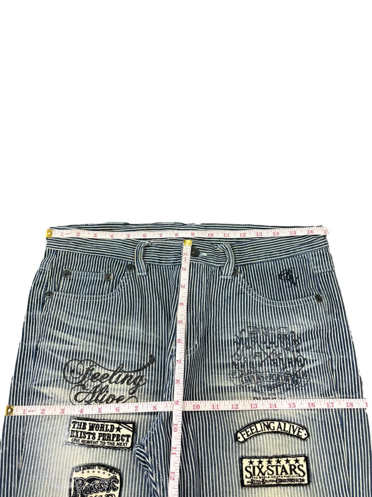 Yoshiyuki Konishi Vintage Japanese Brand Hickory Patched Bootcut Jeans Size US 34 / EU 50 - 11 Thumbnail