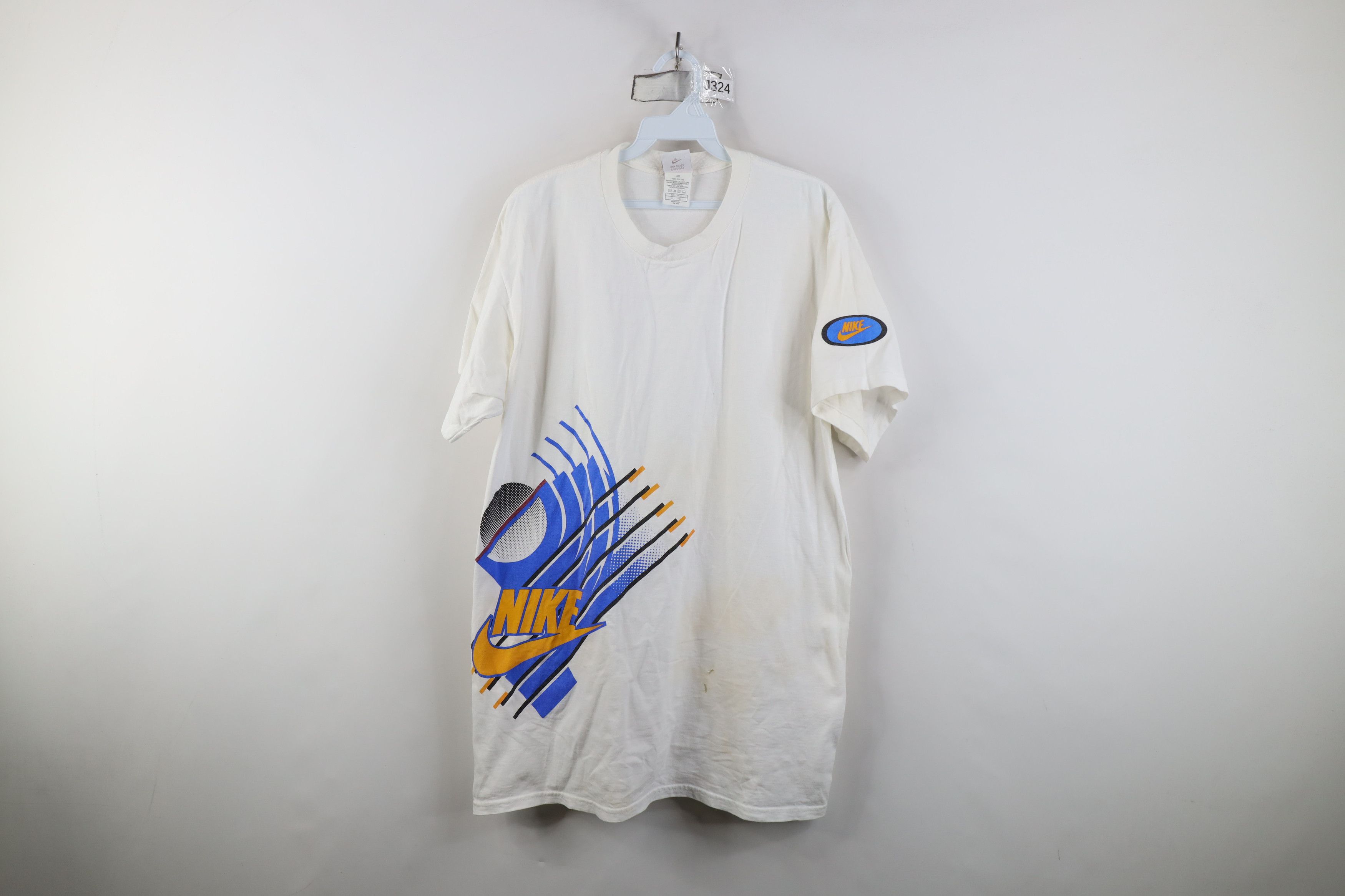 Nike Vintage 90s Nike Abstract Spell Out T-Shirt White USA Size US XL / EU 56 / 4 - 1 Thumbnail