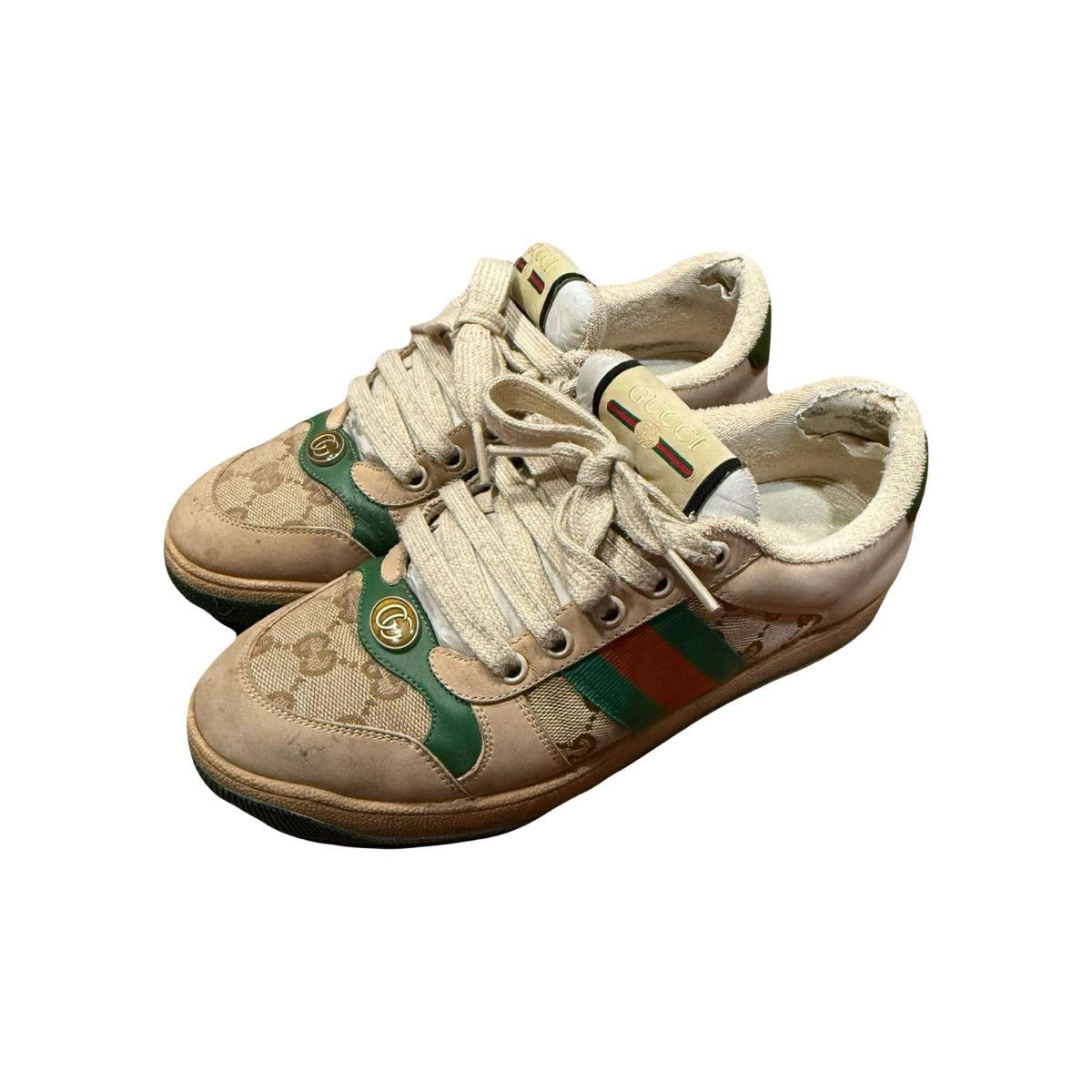 Gucci Gucci Screener GG Distressed Lace Up Sneakers Size US 7 / EU 40 - 1 Thumbnail