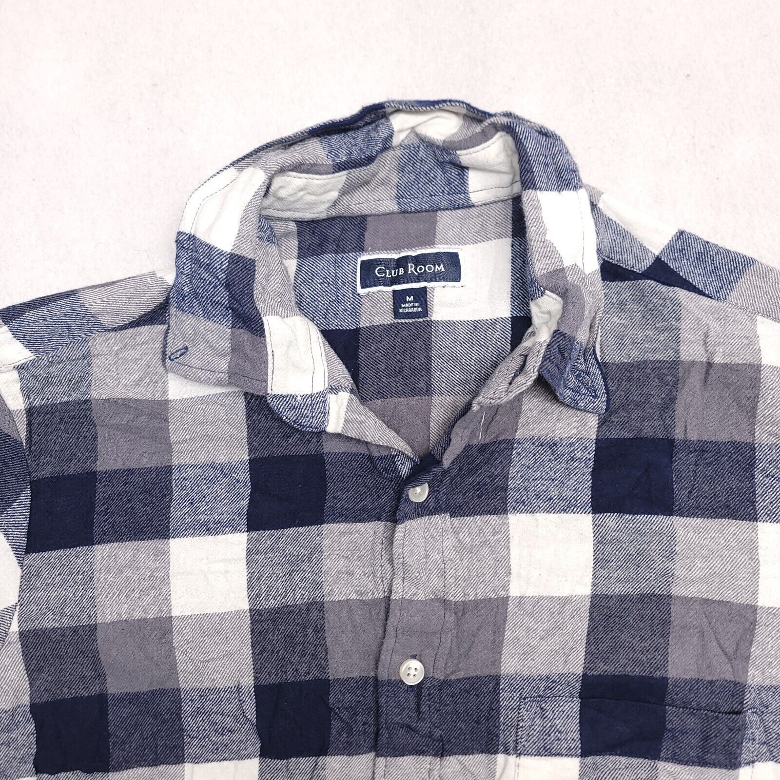 Club Room Club Room GIngham Flannel Shirt Mens Size M Blue Gray Size US M / EU 48-50 / 2 - 1 Thumbnail