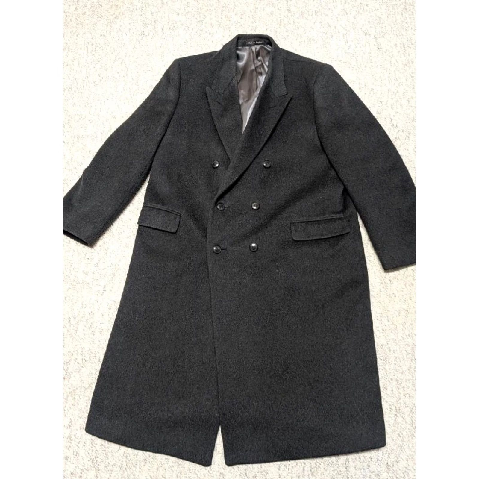 Vintage VINTAGE England overcoat 2XL black wool blend cashmere double breasted coat Mens Size US XXL / EU 58 / 5 - 2 Thumbnail