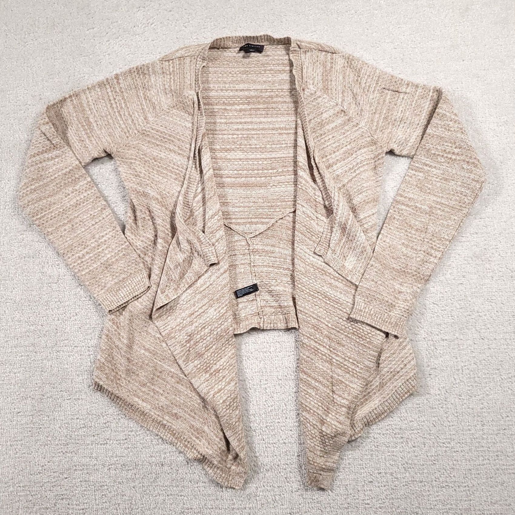 Vintage The Limited Sweater Cardigan Women's Small Beige Knit Long Sleeve Asymmetrical Size S / US 4 / IT 40 - 2 Thumbnail