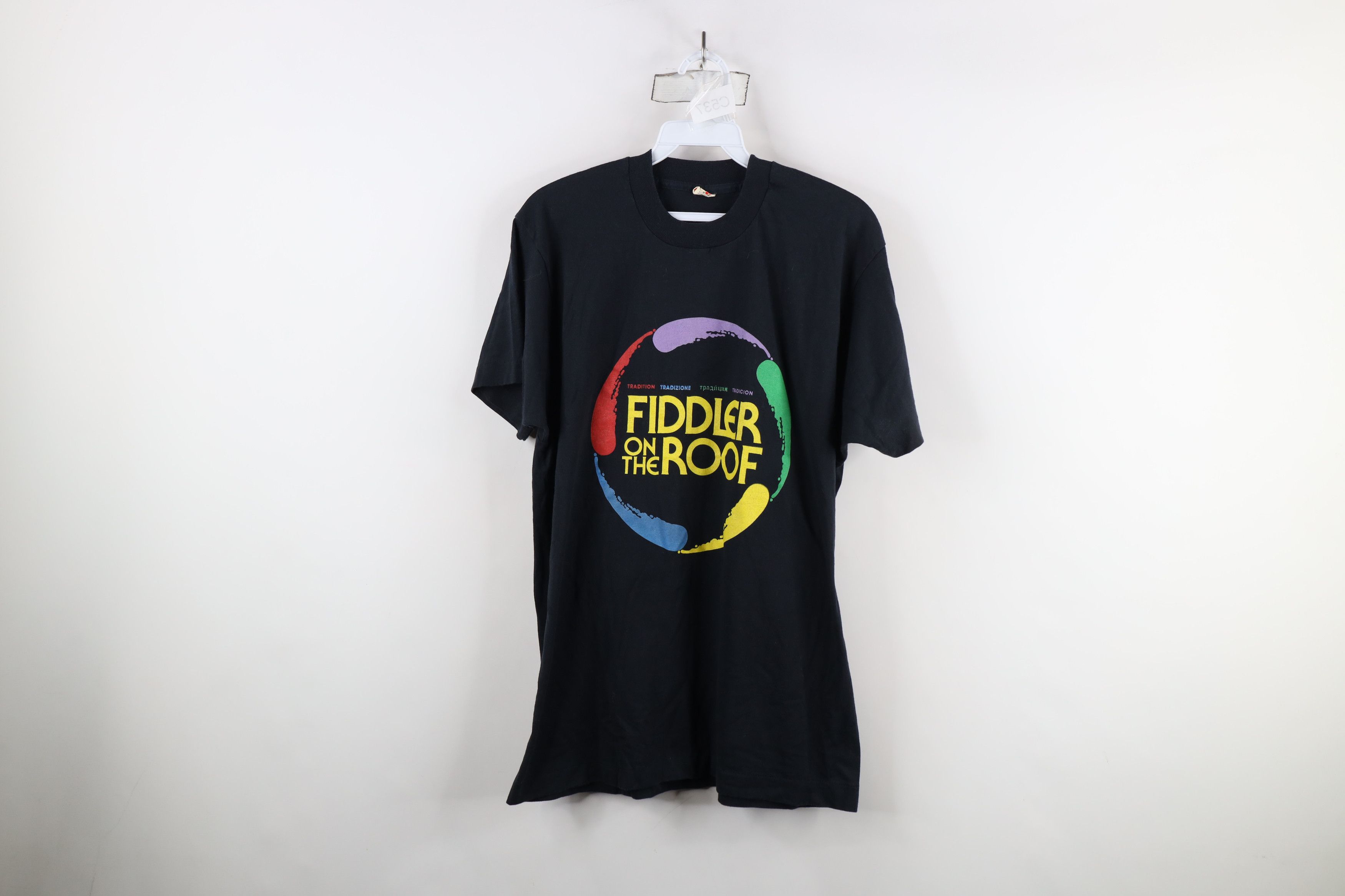 Vintage Vintage 80s Spell Out Play Fiddler On The Roof T-Shirt USA Size L / US 10 / IT 46 - 1 Thumbnail