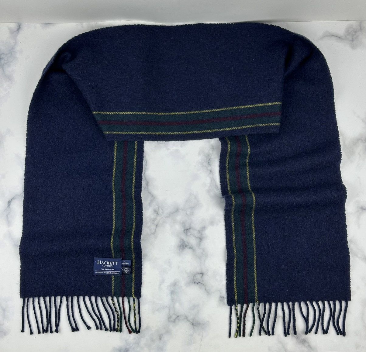 Hackett Hackett London Scarf All Cashmere blue Made In The British Size ONE SIZE - 5 Thumbnail