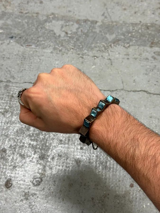 1990s Jean Paul Gaultier Blue Faceted Stone Bracelet