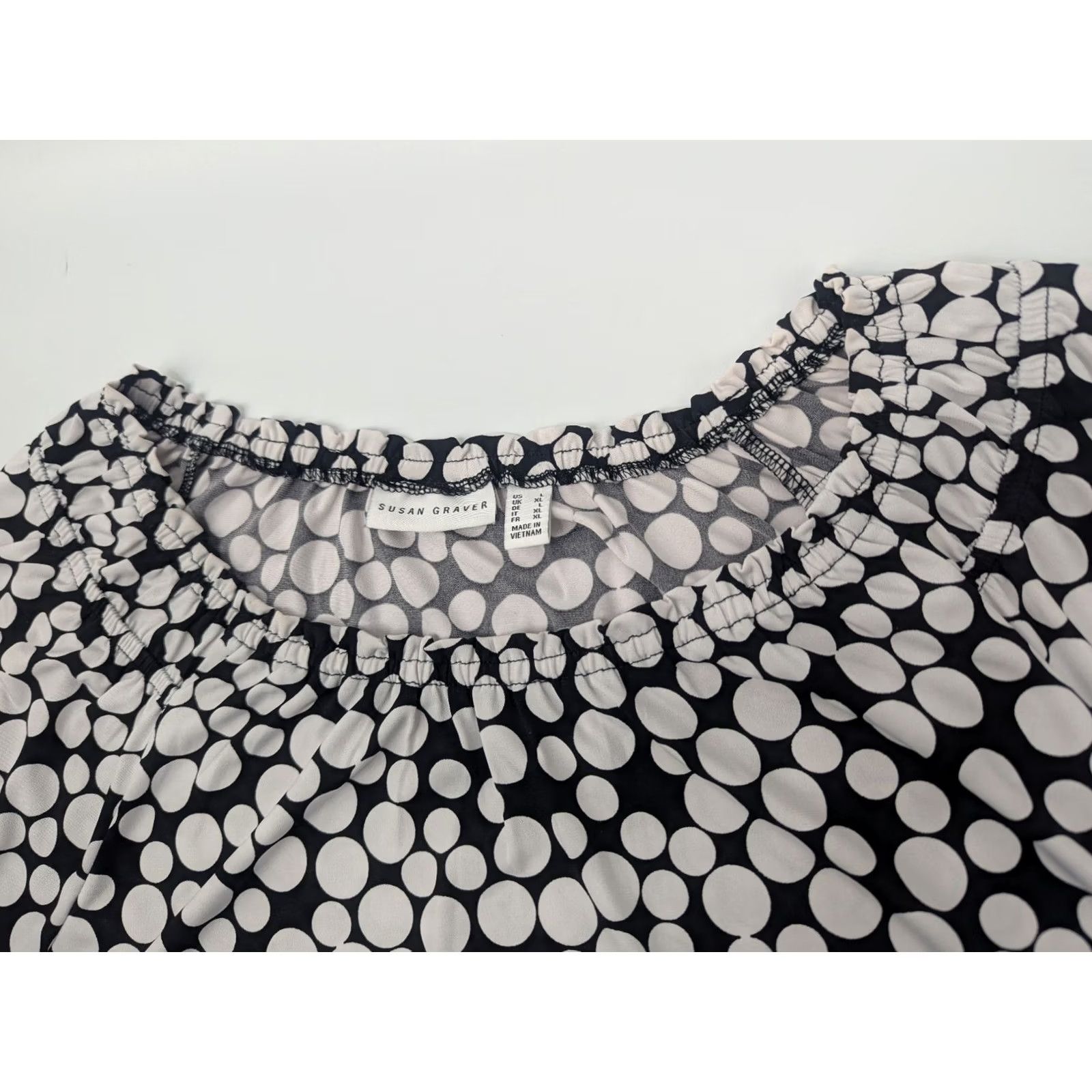 Vintage Susan Graver Tunic Pullover Liquid Knit Polka Dot White Black XS? Size L / US 10 / IT 46 - 7 Thumbnail