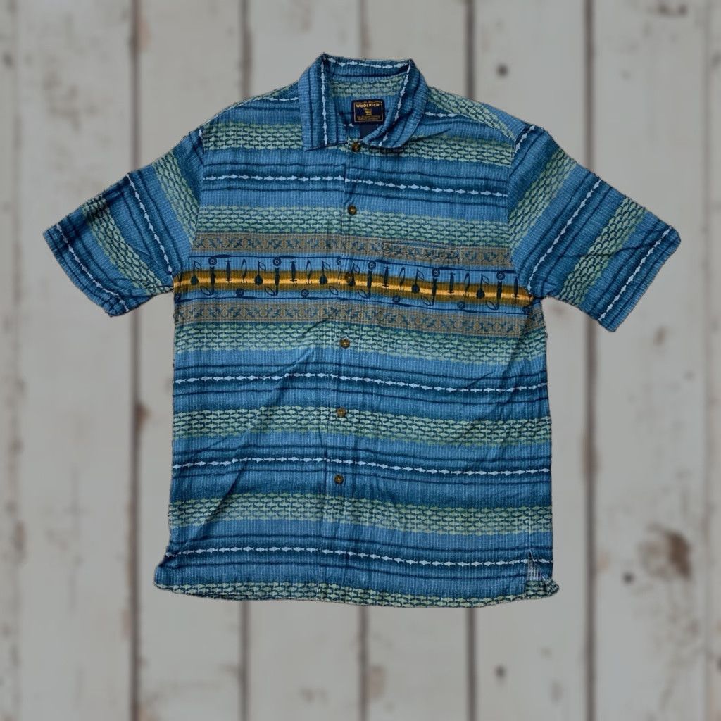 Vintage VINTAGE Woolrich Button Up Shirt Mens Medium Green Short Sleeve 90s Plaid Canvas Cotton Button-Up Collar Spread Outdoor Halloween? Size US M / EU 48-50 / 2 - 1 Thumbnail
