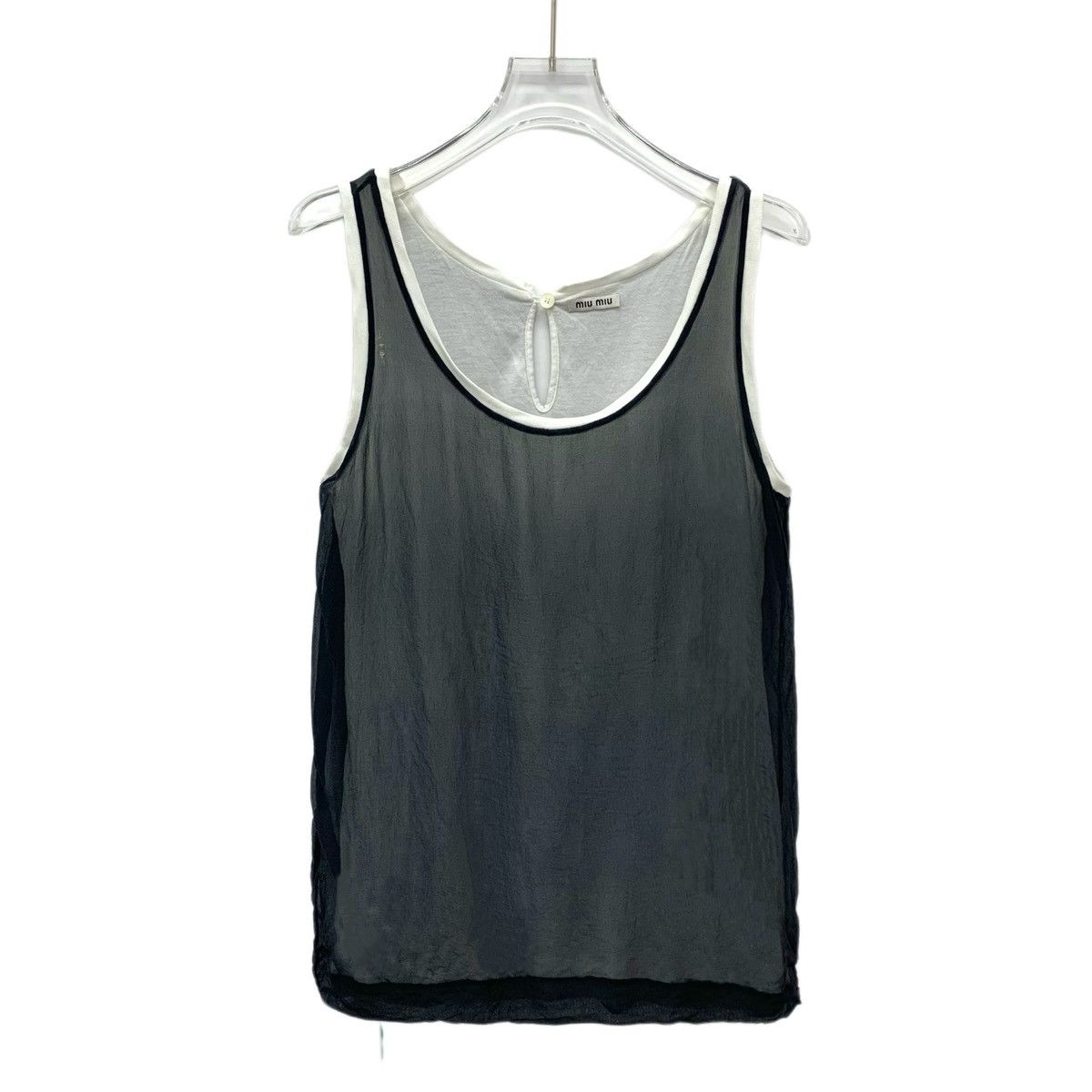 Miu Miu Miu Miu Black Gray Double Layer Silk Camisole Top K26WX Size S / US 4 / IT 40 - 1 Thumbnail
