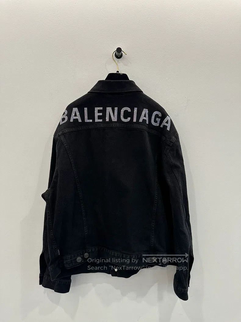 Balenciaga Balenciaga Back Diamond Letter Logo Black Denim Jacket Size XXS / US 00 / IT 34 - 1 Thumbnail