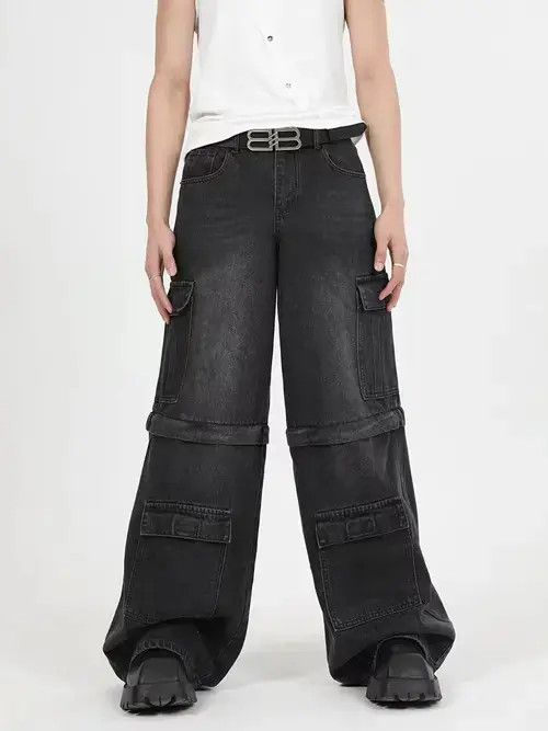 Jean Retro heavy industry large pocket patchwork work jeans Size US 32 / EU 48 - 2 Thumbnail