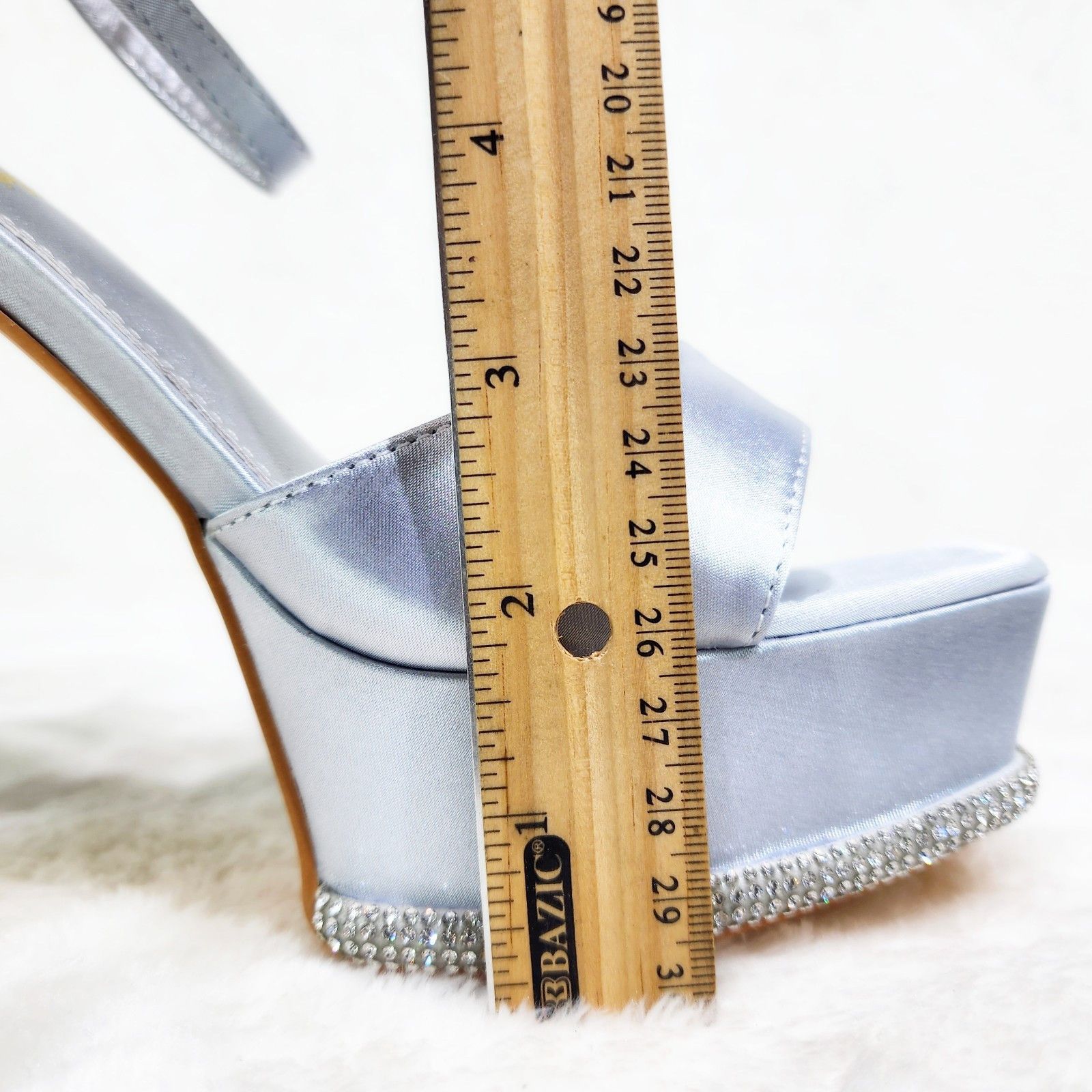 Other Helen Silver Satin Party Evening Platform High Heel Shoes Size US 7 / IT 37 - 6 Thumbnail
